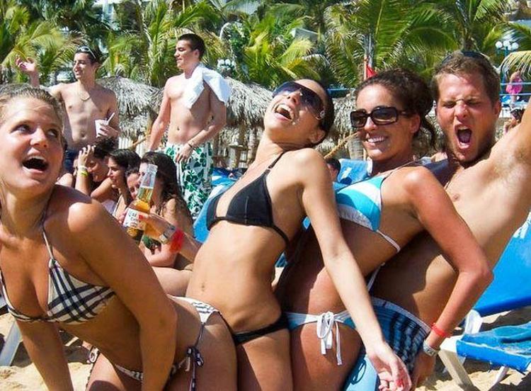 Funny beach party orgy