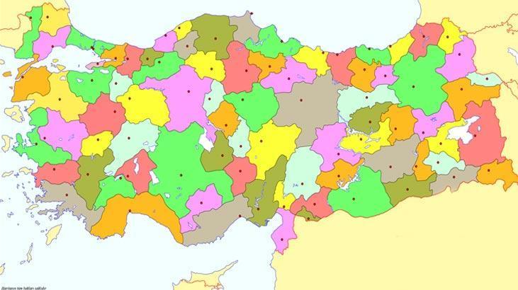 Turkiye Mulki Idare Haritasi Dilsiz Renkli Il Ve Ilce Isimleri Ile Birlikte Turkiye Haritasi
