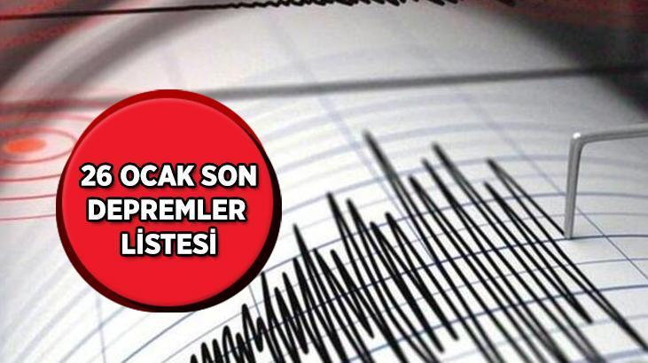 en son nerede kac siddetinde deprem oldu kandilli rasathanesi 26 ocak son depremler listesi son dakika haberler milliyet