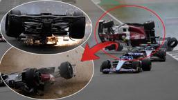 Formula 1'de korkunç kaza!  4 karma araç