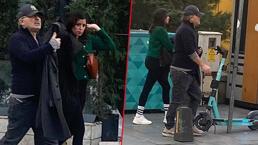 Sevgilisiyle Taksim'e yürüdü! Yorulan oyuncu oturup dinlendi