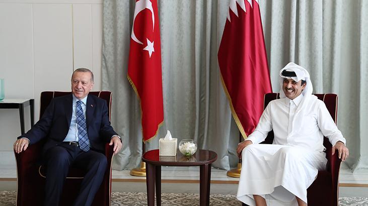 Son dakika... Cumhurbaşkanı Erdoğan, Katar Emiri Şeyh Temim bin Hamed Al Sani ile  görüştü