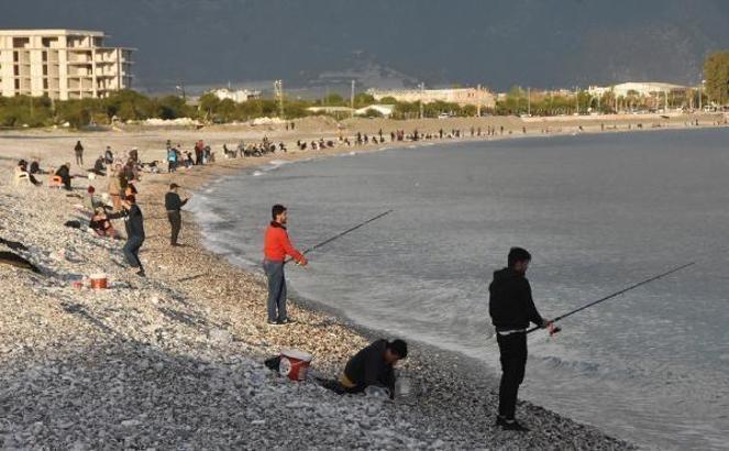 Amatör balıkçılar sahile hücum etti