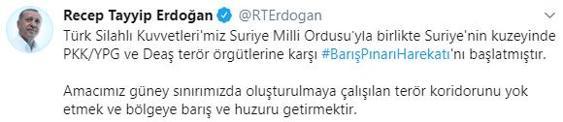 Son dakika... Erdoğan duyurdu, Barış Pınarı Harekatı başladı Türk jetleri vuruyor