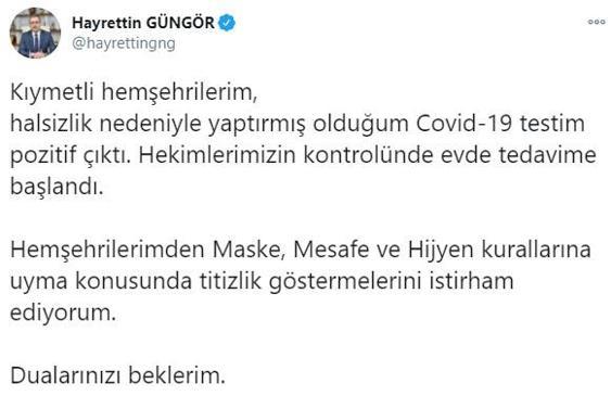 Kahramanmaraş Büyükşehir Belediye Başkanı Güngör, koronavirüse yakalandı
