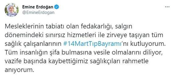Emine Erdoğan 14 Mart Tıp Bayramını kutladı