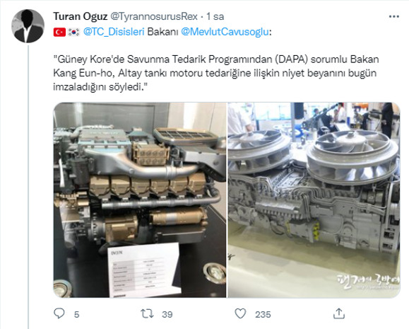 haberler Altay tankının motoru için Güney Kore ile imzalar atıldı