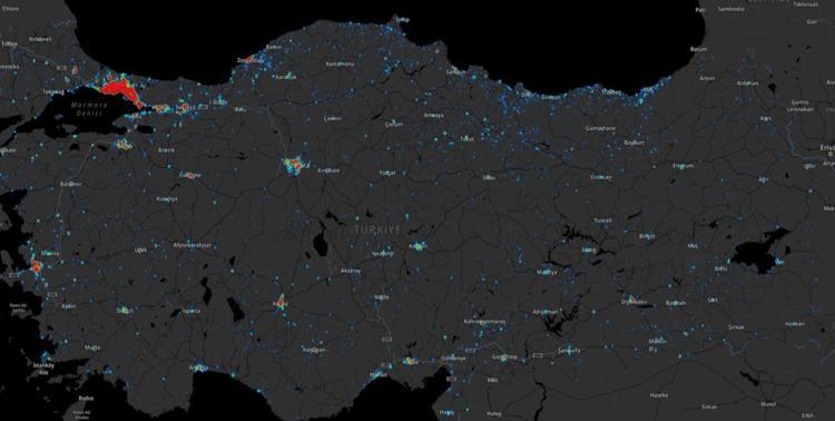 Türkiyedeki yoğunluk haritası