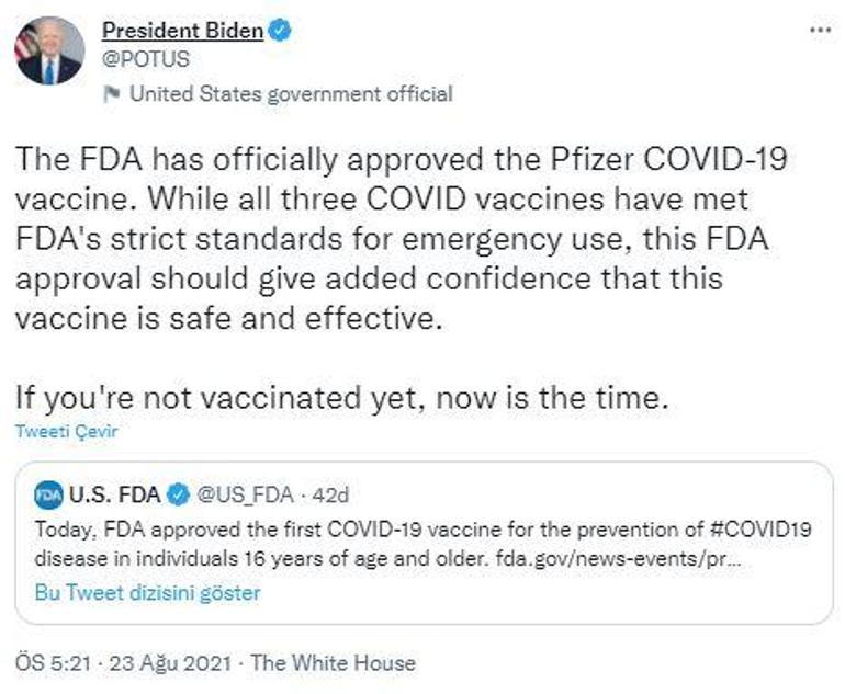 Son dakika... Dünyada ilk Pfizer/BioNTech aşısına tam onay