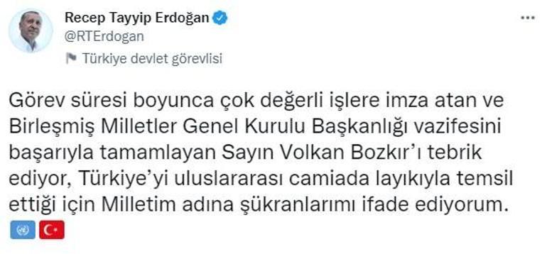 Cumhurbaşkanı Erdoğandan Volkan Bozkıra kutlama