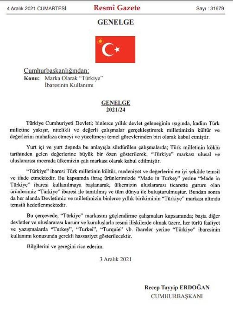 Resmi Gazetede yayımlandı Made in Türkiye kararı