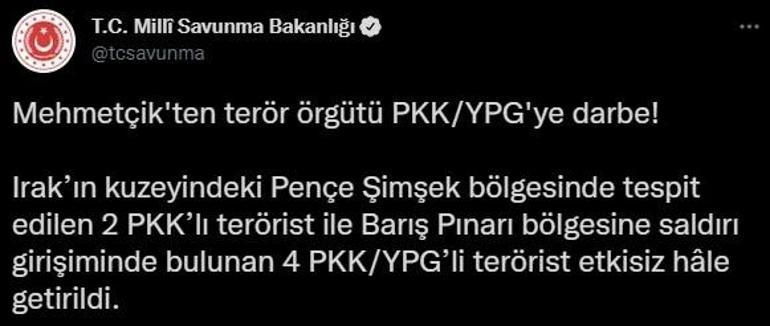 İki bölgede 6 PKKlı terörist etkisiz hale getirildi