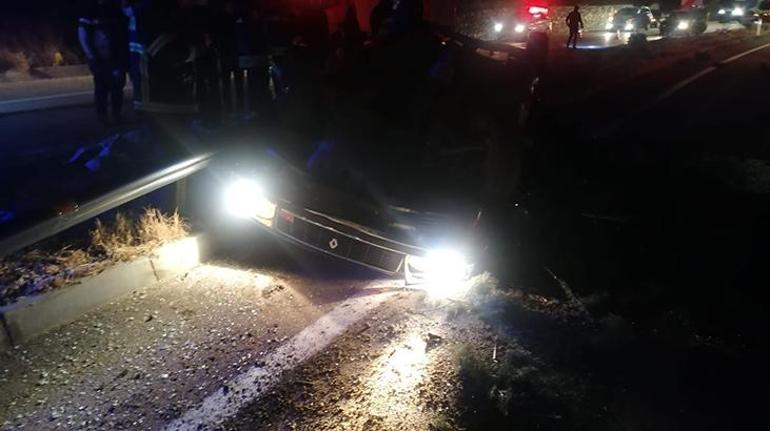 Bariyerlere çarpan otomobil takla attı: 1 ölü, 3 yaralı