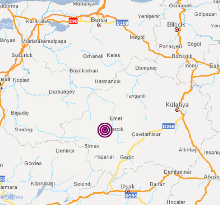 Son dakika: Kütahyada 3.5 büyüklüğünde deprem