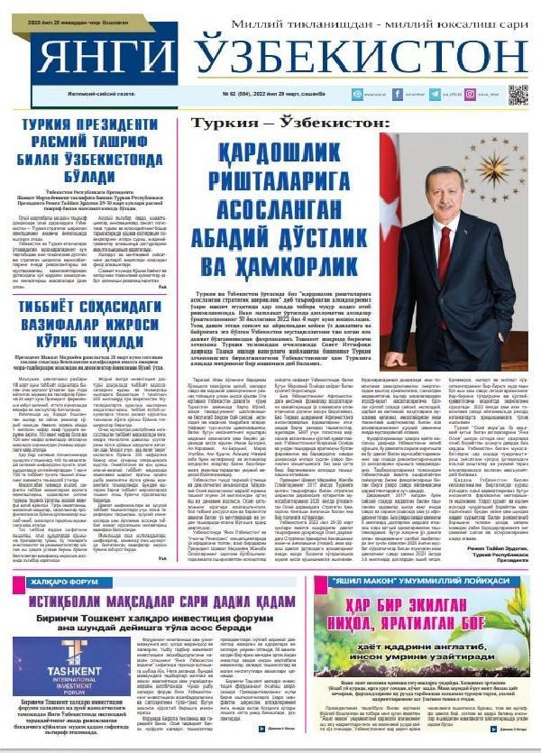 Erdoğan, Yeni Özbekistan Gazetesi için makale kaleme aldı