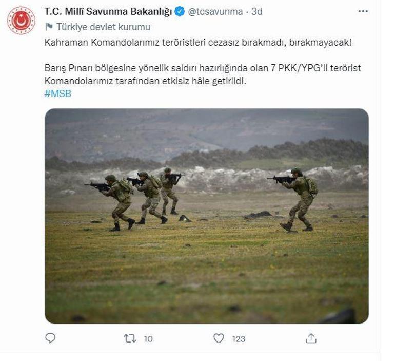 Son dakika Saldırı hazırlığındaki 7 PKKlı terörist öldürüldü