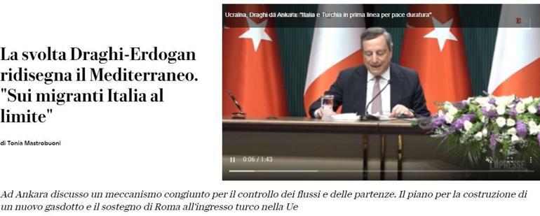L'incontro Erdogan-Draghi fa notizia in Italia: compagno, amico, alleato