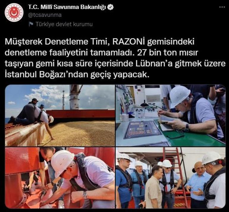 Gözler İstanbulda Tahıl gemisi Razoni, Boğazı geçti