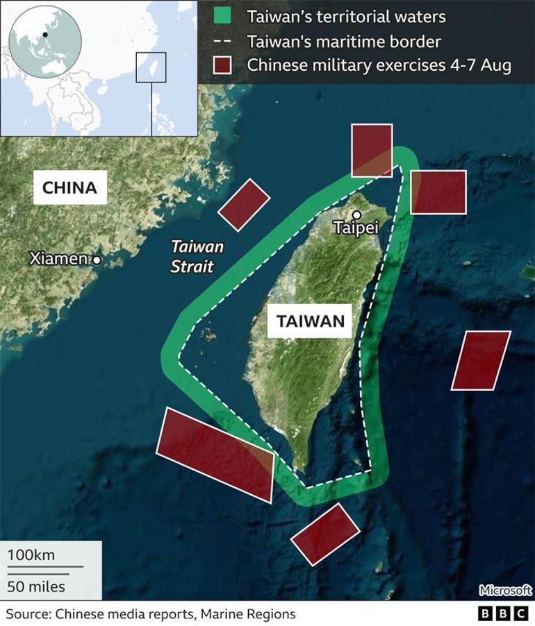 Savaş uçakları havalandı, füzeler ateşlendi Çin Tayvanı tamamen kuşattı